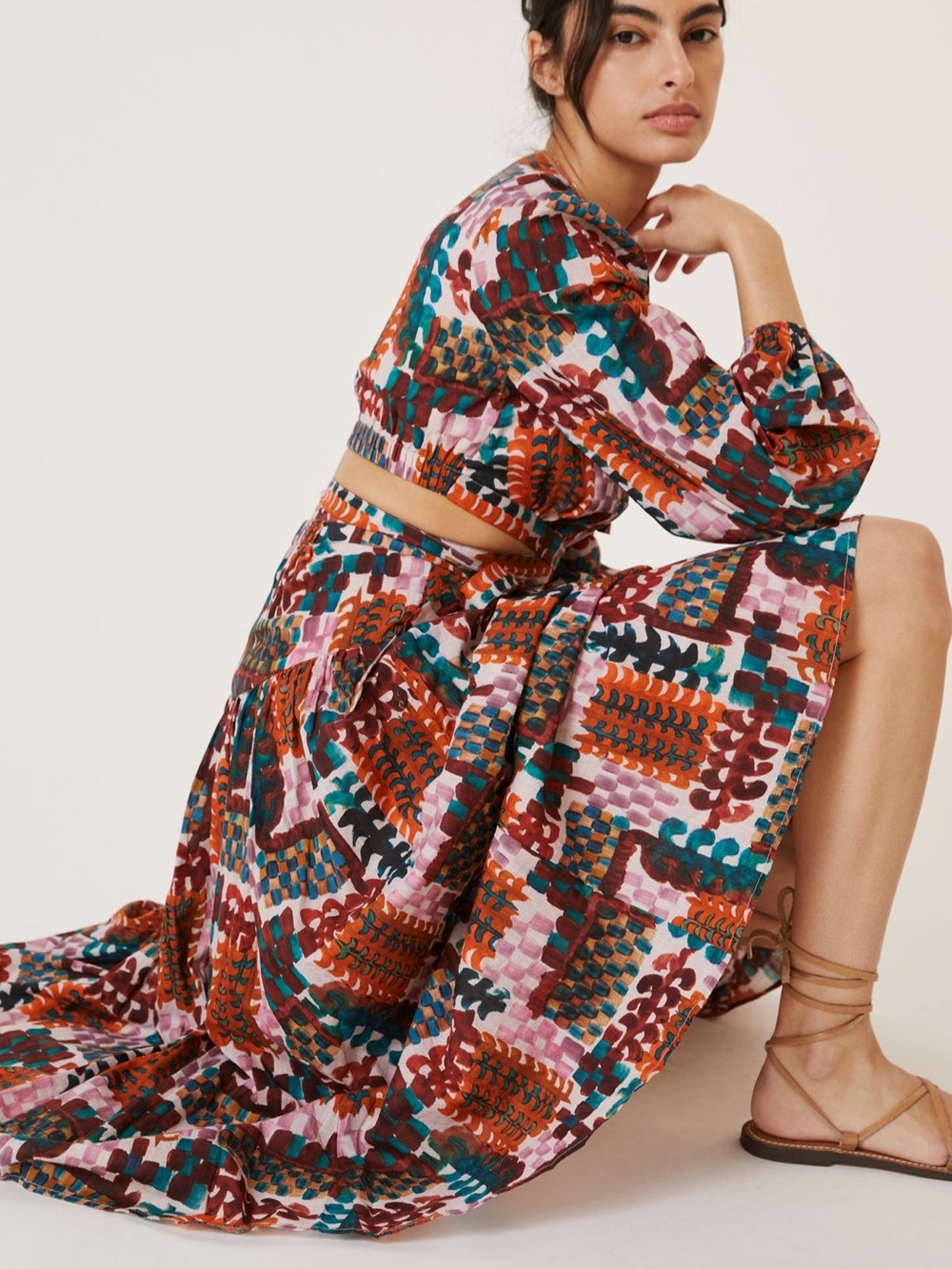 Anthropologie Multicolor Printed Two-Piece Maxi Dress - Picture 2 of 2